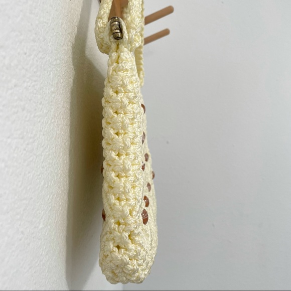 Vintage 1970's Macrame Woven Beaded Handbag - Picture 7 of 9